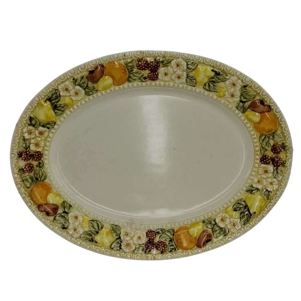 Vtg Metlox Poppytrail Vernon Ware Oval Platter Della Robbia 11
